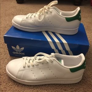 White and green Adidas Stan Smith